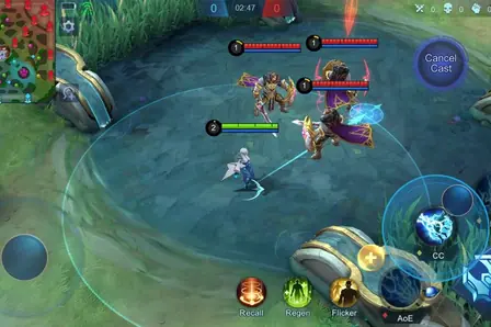FlyLM 2019-era Mobile Legends gameplay on the classic Land of Dawn map